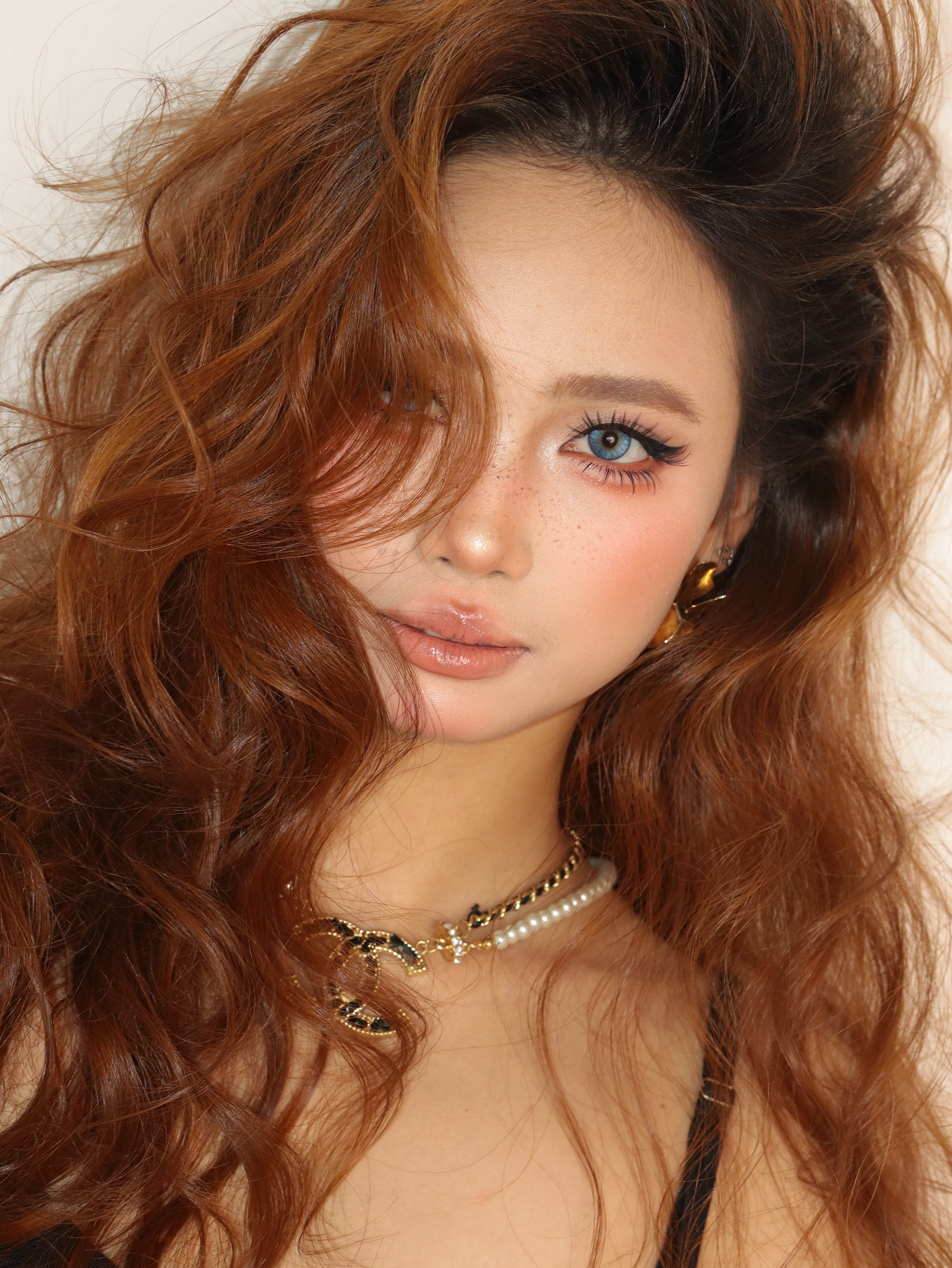 Blue lens glam close-up